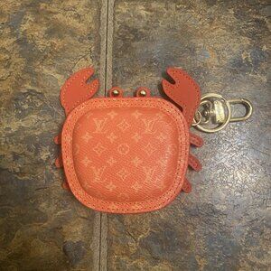 LV Louis Vuitton Coin Pouch Charm Crab Bag Charm Keychain Orange M01929